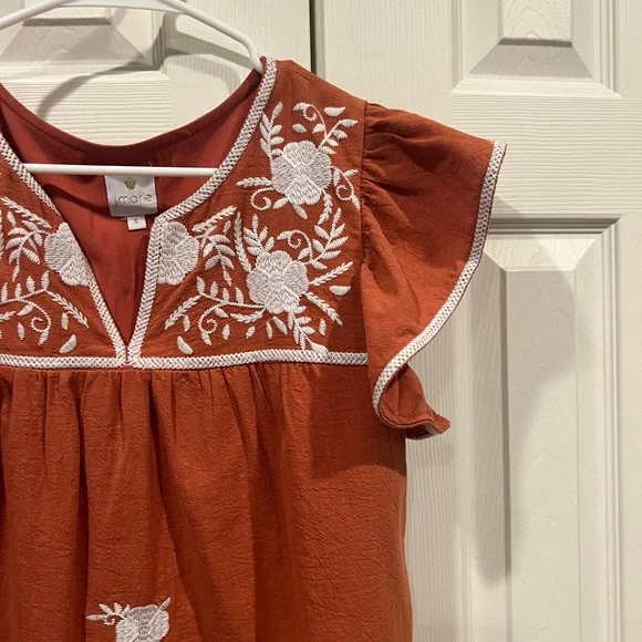 J Marie brand embroidered burnt orange and white blouse - Picture 3 of 9